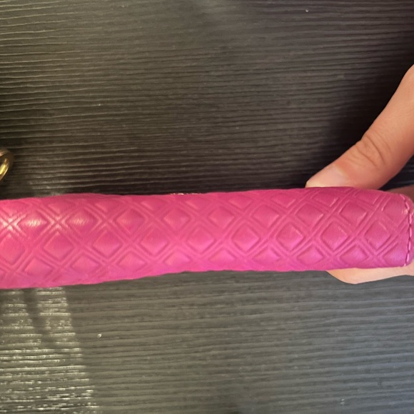 Tory Burch leather zip card holder/coin with chain key - hot pink - Picture 5 of 5